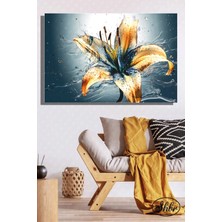 Şehzat Tekli Yatay Kanvas Dekoratif Salon Yatak Odası Mutfak Duvar Tablosu Altın Çiçek