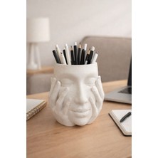 Alpin Modern Minimalist Yüz Figürlü Saksı & Kalemlik | 3D Baskı Pla Dekoratif Obje