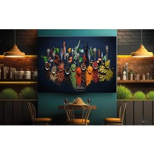 Şehzat Tekli Yatay Kanvas Tablo Baharat Restoran Lokanta Aktar Dekoratif Kanvas Duvar Tablosu