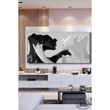 Şehzat Tekli Yatay Kanvas Duvar Tablosu Salon Yatak Odası Kafe Psikolog Siyah Beyaz Sevgililer