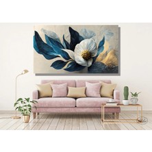 Şehzat Tekli Yatay Kanvas Dekoratif Duvar Tablosu, Mavi Yapraklı Cennet Çiçeği