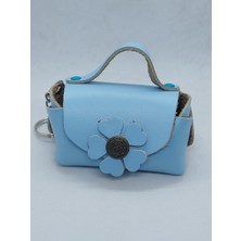 Sorte Store Hakiki Deri Mavi El Yapımı Mini  Cüzdan