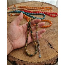 Plaka53 Shop Püsküllü Kapsül Kesim Reçine Sıkma Kehribar Tesbih 7X12 mm