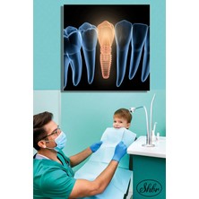 Şehzat Tekli Kare Kanvas Dekoratif Duvar Tablosu Dişçi Ağız ve Diş Sağlığı Diş Polikliniği Hastahane