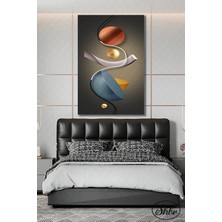 Şehzat Tekli Dikey Kanvas Duvar Tablosu Modern Soyut Çağdaş Mekanlar Için Geometrik Zarafet