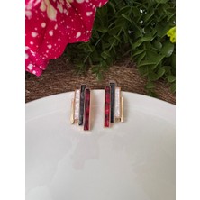 Ebru Çitak Vip Kırmızı Krem Detaylı Geometrik Küpe - Zra - Mng Küpe