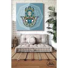 Şehzat Tekli Kare Kanvas Duvar Tablosu Salon Yatak Odası Yemek Odası Ofis Hamsa Sembolü Fatıma'nın Eli