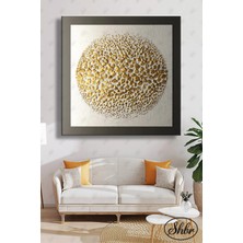 Şehzat Tekli Kare Kanvas Duvar Tablosu Salon Yatak Odası Mutfak Kafe Ofis Gold Geometrik Desenler