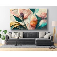 Şehzat Tekli Yatay Kanvas Tablo, Pastel Renklerde Çiçek, Hd Digital Baskı, Dekoratif Kanvas Duvar Tablosu