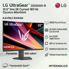 Lg Ultragear™ G6 31.5"  180Hz 1ms(gtg) Qhd Va Curved Gaming Monitör