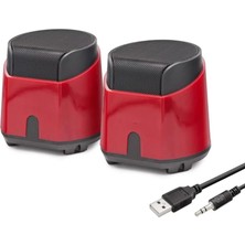 Uravas Store Masaüstü Hoparlör 1+1 USB + 3.5mm - Kırmızı HD6024R