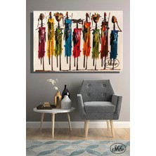 Şehzat Tekli, Yatay, Kanvas, Dekoratif, Duvar, Tablosu , Totem, Afrikalı Kadınlar, Illüstrasyon,