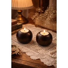 ENYAZA(2024) Dekoratif Ahşap Bubble 2’li Mumluk - Şamdan Doğal El Yapımı Özel Tasarım