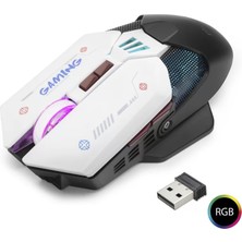 Uravas Store W19 Kablosuz Mouse Dual Mod 10000 Dpi 7 Tuş Makro 1000 Hz Rgb - Siyah Beyaz