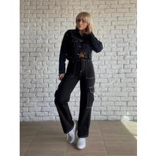Dadya Milla Dadyaml Kontrast Dikiş Kargo Cep Wide Leg Jean 9561