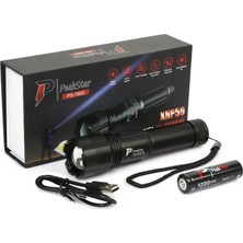 Uravas Store Peakstar PS-1600 Süper Parlak LED Zoomlu 5 Mod Su Geçirmez Profesyonel Kamp Bekçi Avcı Feneri
