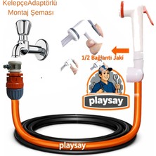 Plasyay Düz Hortumlu Tekne Yat Yıkama ve Sulama Hortumu Şattaf Başlıklı Set 5 Metre