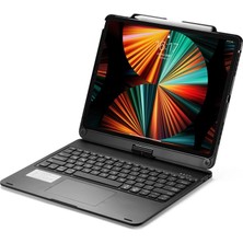 Buğz Ipad Pro 12.9 (2021) Kılıf Magic Dönen Klavyeli Tablet Kılıf - Siyah