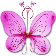 MiraLive Fuşya Renk Kelebek Kanadı Tacı ve Sopası 50X37 cm (K95)