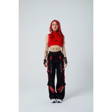 Dadya Milla Dadyaml Kırmızı Şerit Detaylı Baggy Cyber-Pants 9561