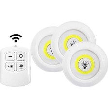 Uravas Store Kablosuz Uzaktan Kumandalı 3 Lü LED Lamba Seti