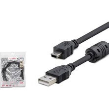 Uravas Store USB Mini V3/5pin To USB Kablo 1.5 M - Si̇yah HDX7538