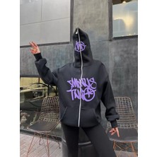 Dadya Milla Dadyaml Oversize Zip-Up Graffiti Hoodie - Full Face Zip 9561