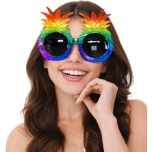 Uravas Store Tropikal Ananas Tasarımlı Renkli Hawaii Parti Gözlüğü