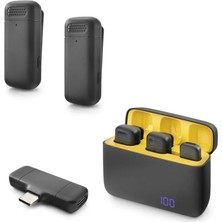 Uravas Store Type-C Kablosuz 2’li Yaka Mikrofonu - Siyah HDX2799