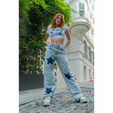 Dadya Milla Dadyaml Yıldız Parçalı Yıkama Detaylı Baggy Jean 9561
