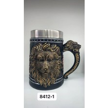 Uravas Store Büyük Boy Aslan Motifli Çelik Kupa Bardak Kod 8412-1