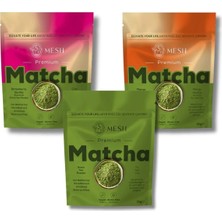 Mesh 3'lü Matcha Çayı Tanışma Seti - Sade, Çilek Vanilya & Mango Vanilya - Premium Matcha Tea