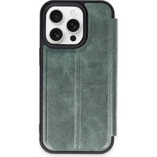 Buğz Iphone 14 Pro Kılıf Flip Cover - Koyu Yeşil