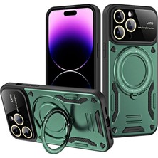Buğz Iphone 16 Pro Max Kılıf Joy Lens Standlı Kapak - Koyu Yeşil