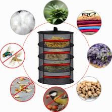 Tineke Home 4 Katlı Fermuarlı Meyve Sebze Kurutma Filesi | Katlanabilir Doğal Kurutma Sepeti Kırmızı