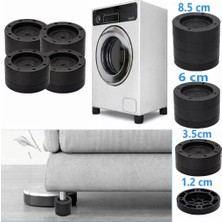 Tineke Beyaz Eşya Ayağı Çamaşır Makinesi Mobilya Titreşim Önleyici Kaydırmaz 8.5 cm Yükseltici 4 Lü Siyah