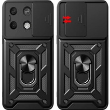 Uravas Store Poco M6 4g Kılıf Pars Lens Yüzüklü Silikon - Siyah