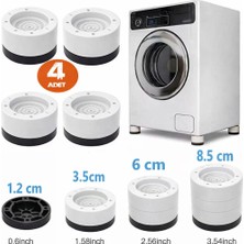 Tineke Beyaz Eşya Ayağı Çamaşır Makinesi Mobilya Titreşim Önleyici Kaydırmaz 3.5 cm Yükseltici 4 Lü Beyaz