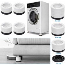 Tineke Beyaz Eşya Ayağı Çamaşır Makinesi Mobilya Titreşim Önleyici Kaydırmaz 6 cm Yükseltici 4 Lü Beyaz