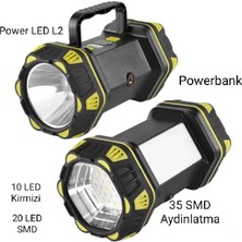 Uravas Store F.b.ı F-262 Yeni Güçlü Çift Taraflı Taşınabilir Spot Işıldak USB Şarjlı Fener