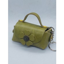 Sorte Store Hakiki Deri Yeşil El Yapımı Mini Cüzdan