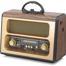 Uravas Store Bluetooth Fm Nostaljik Hoparlör USB Tf - Kahverengi RXBT88