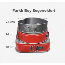 Genel 3’lü Kelepçeli Kek Kalıbı Seti 24-26-28 cm Çıkarılabilir Tabanlı Yapışmaz