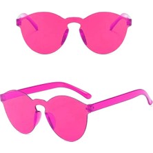 Uravas Store Sert Mika Oval Şekilli Çerçevesiz Fuşya Gözlük Parti 5X14 cm