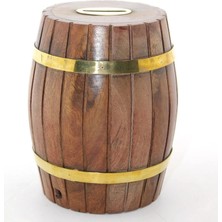 Uravas Store Pirinç Ahşap Fıçı Kumbara 12.5 cm WB535