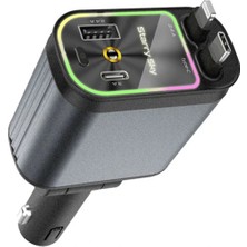 Uravas Store 4’ü 1 Arada Çift USB Bağlantı Çakmaklık, Type-C Hızlı Şarjlı 66W,GERI Çekilebilir Araç Telefon Şarj