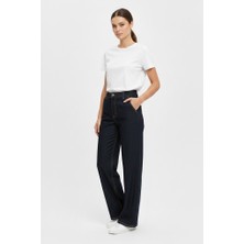 Rosa By Belle Kadın Koyu Lacivert Yüksek Bel Wide Leg Jean Pantolon