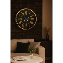 Black Marble Gold 52 cm Metal Duvar Saati
