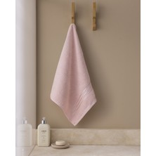 Madame Coco Marnot Bordürü %100 Pamuk Floşlu Yüz Havlusu - Pudra - 50X80 cm