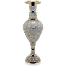 Buğz Pirinç Sedefli Vazo 45 cm